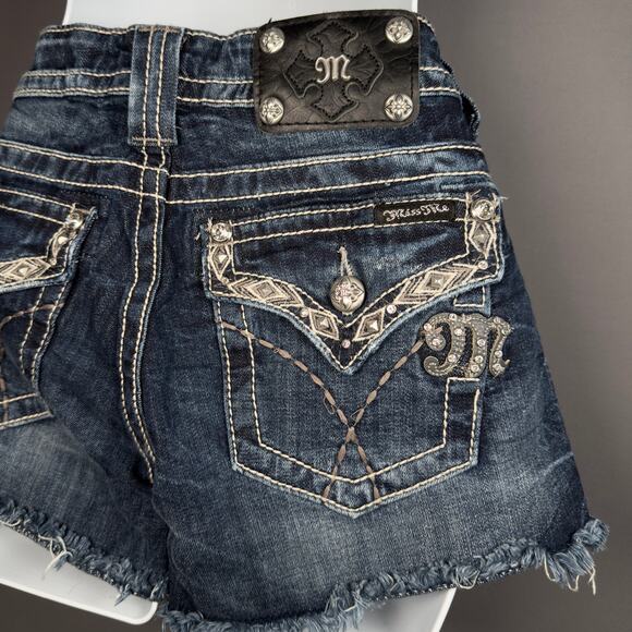 MISS ME Vintage 90s Y2K Low Rise Flap Pocket Denim Shorts - Picture 5 of 7